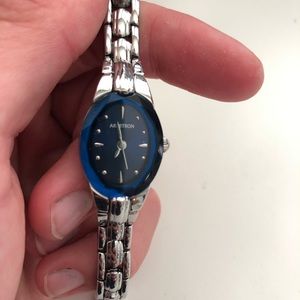 Blue and silver feminine watch